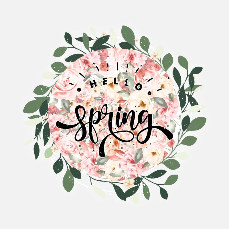 Hello spring flowers pattern
