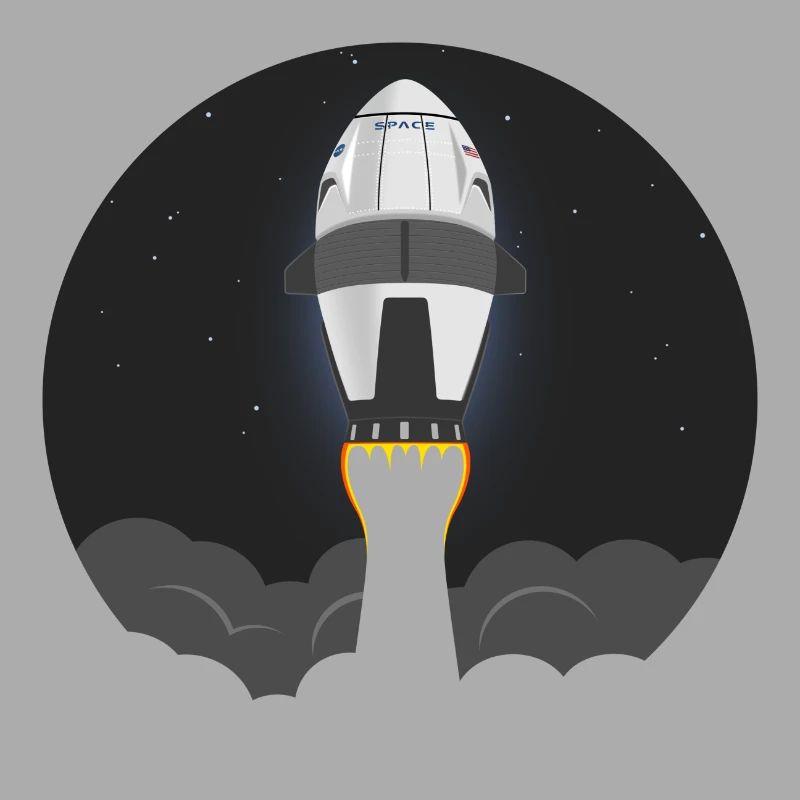 Space shuttle rocket flies into space