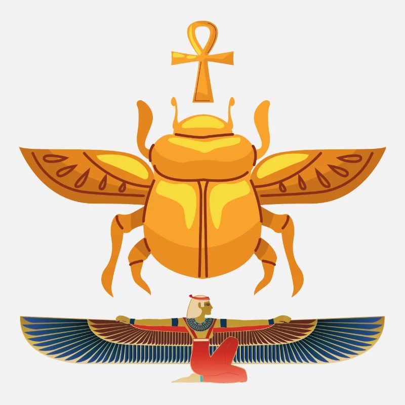 Ankh de Vie Egypte Scarabée sacré Or