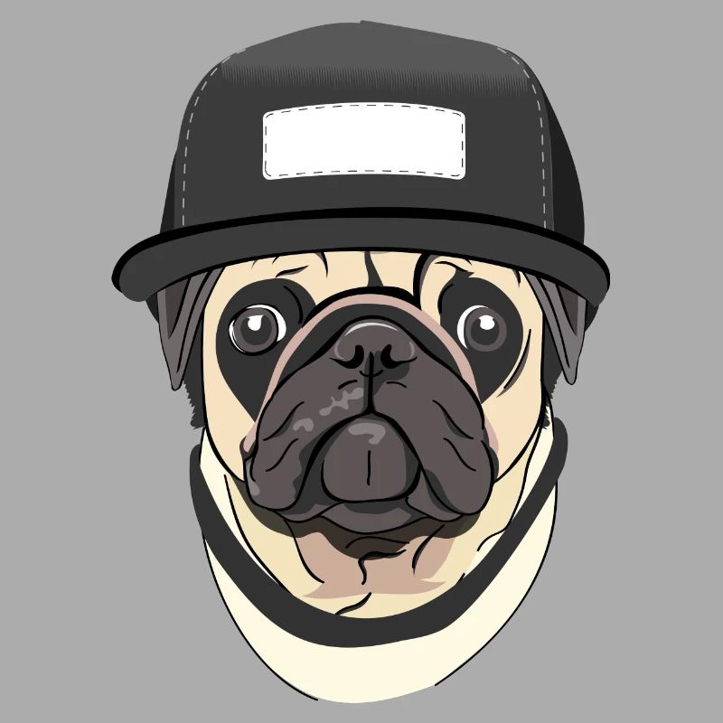 Mops mit Snap back cap
