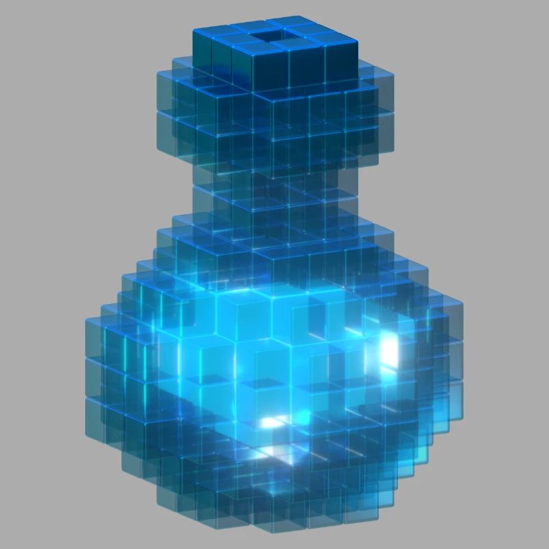 Witch Wizard Magic Potion Cube Bottle Ocean Blue