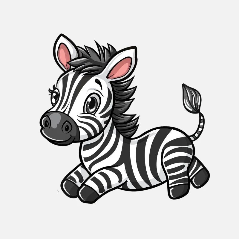Autocollant zébré mignon de style dessin animé, isolé