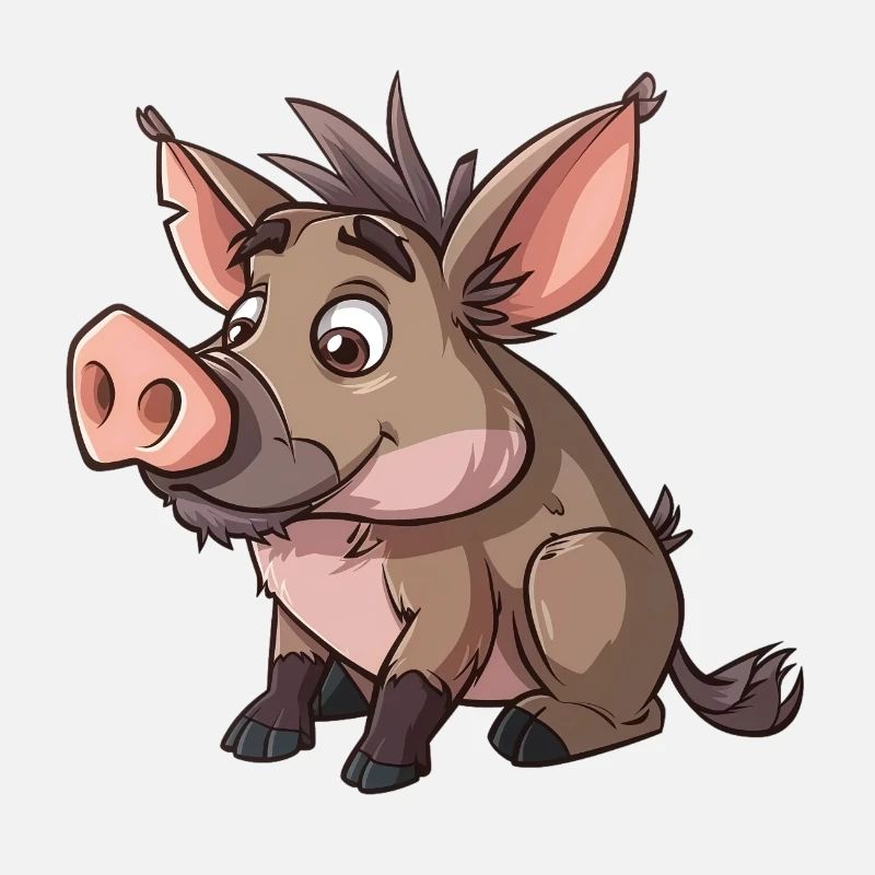 Style de dessin animé Warthog mignon