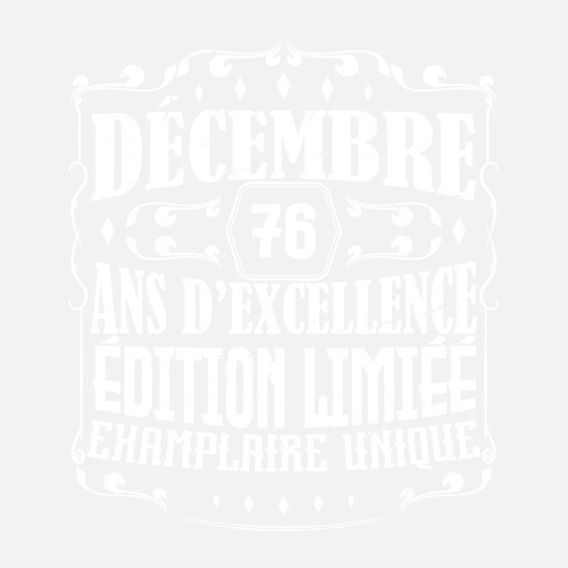 Décembre 76 ans ,Idée Cadeau anniversaire