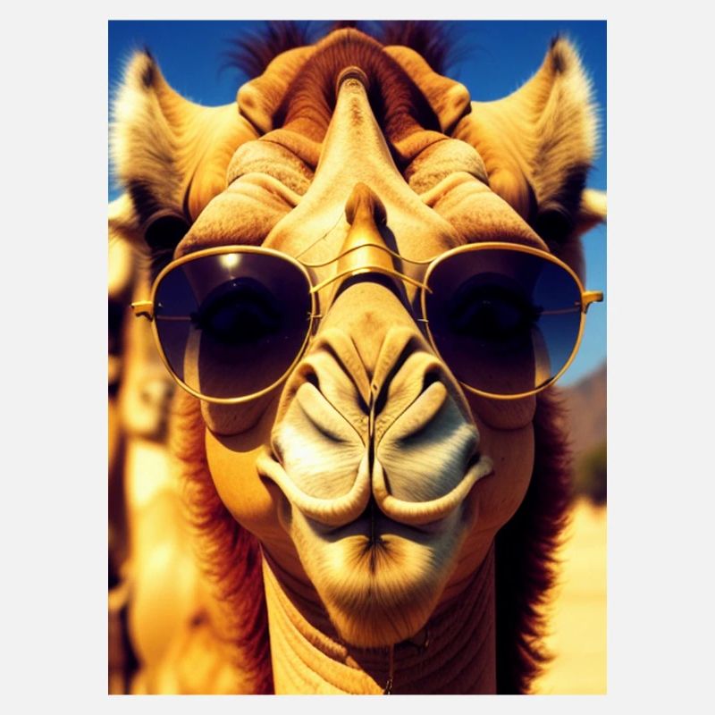 Coole Kamelurlaub Selfie Wüste Sonnenbrille Comic