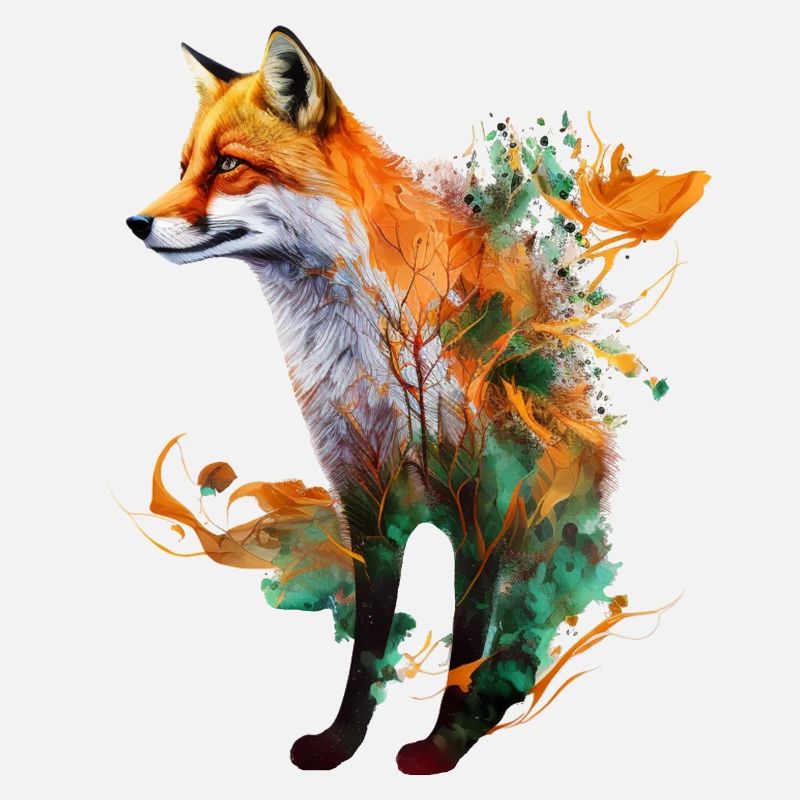 Fox Gift Artwork Red Fox Colorful Animal Art