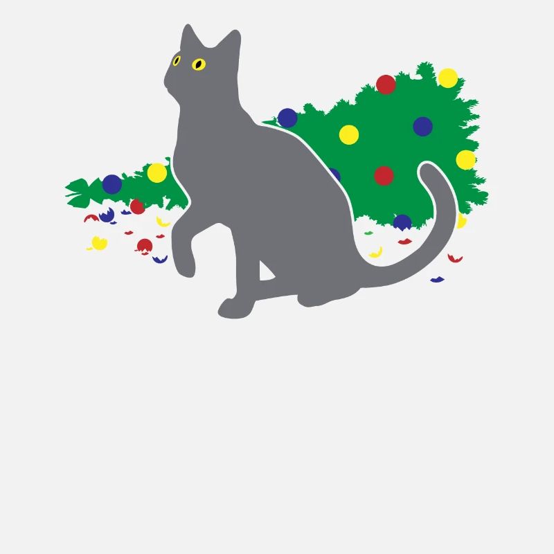 Chaos Katze Weihnachtsbaum Unfall Geschenk