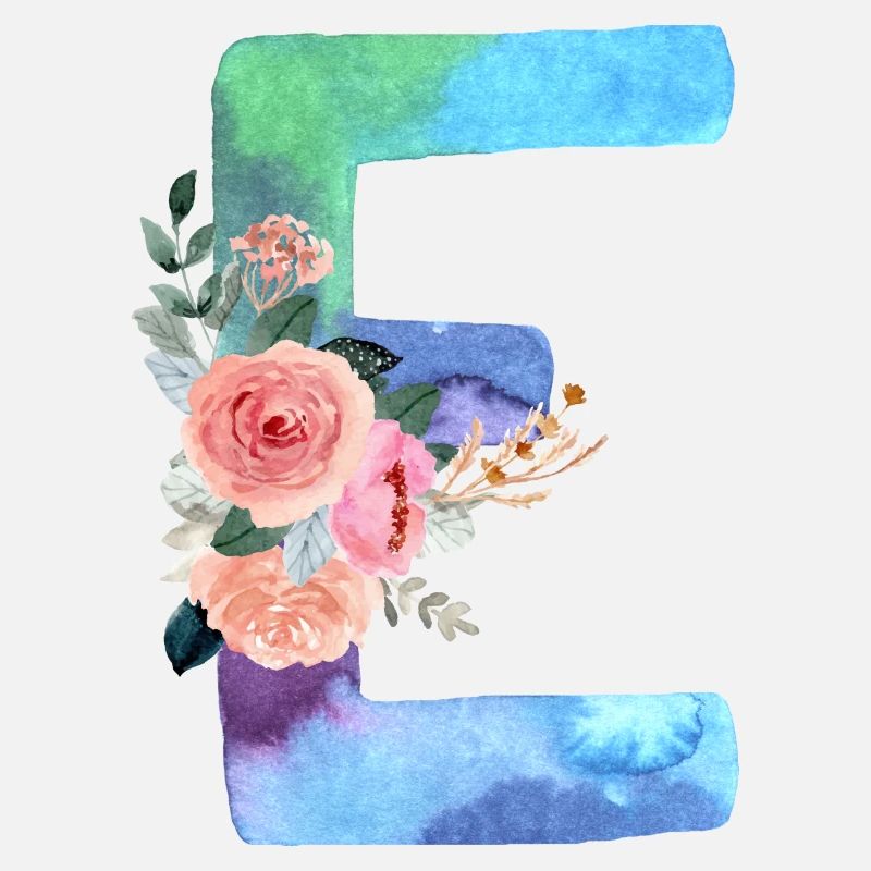 Letter E watercolor