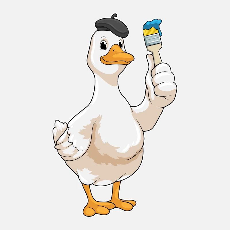 Duck as a painter with brush