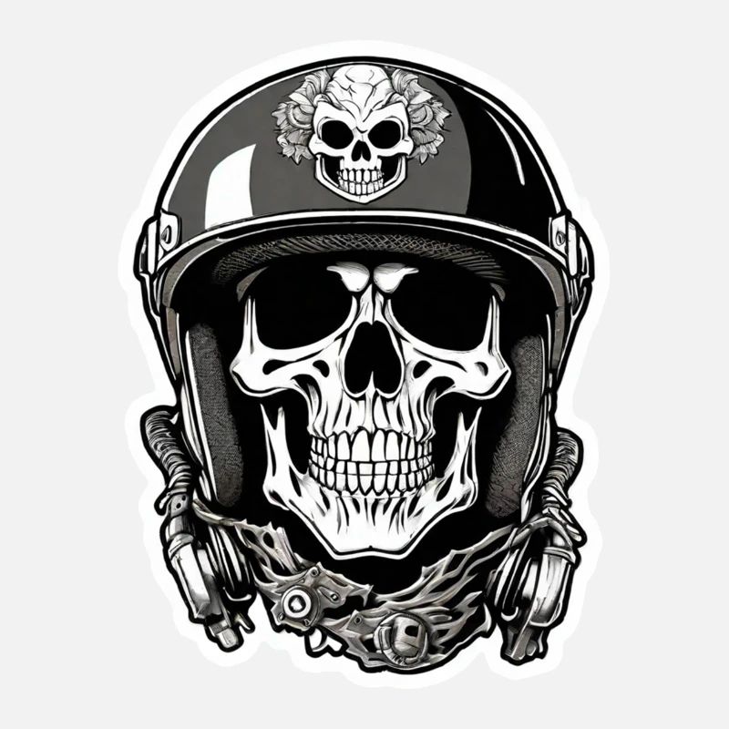 Skull - Skeleton - Skull - Motorcycle Helmet