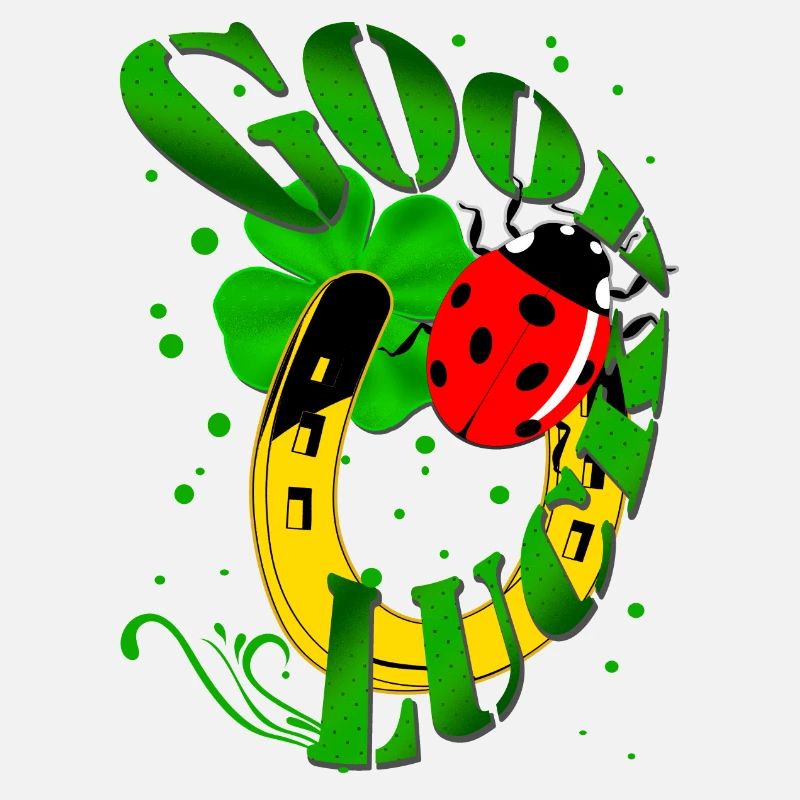 GOOD LUCK Horseshoe Clover Ladybug
