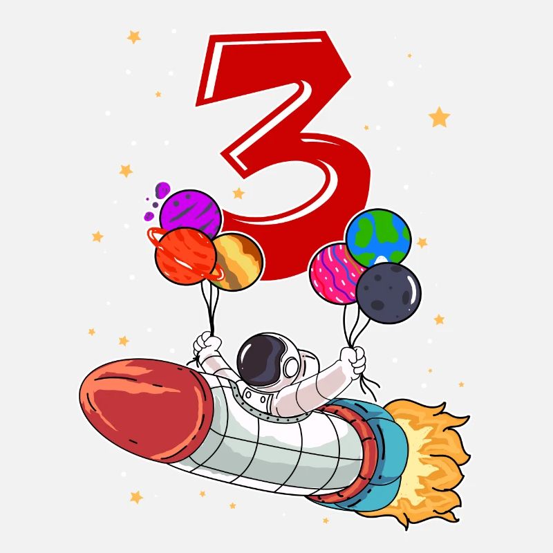Astronaut 3 Years Space Rocket 3rd Birthday