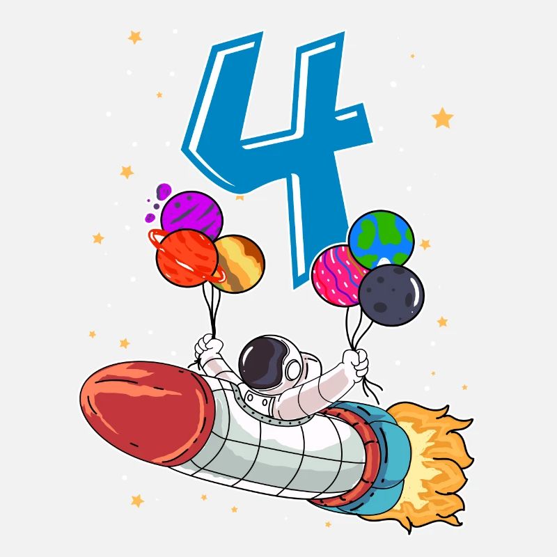 Astronaut 4 Years Space Rocket 4th Birthday