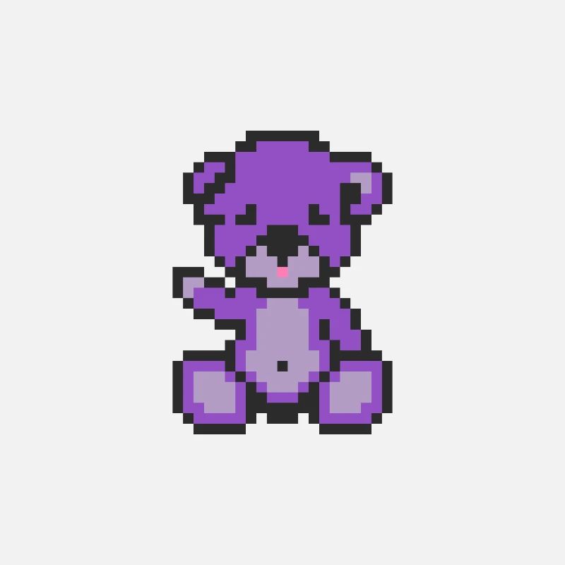 Pixel Bear Purple