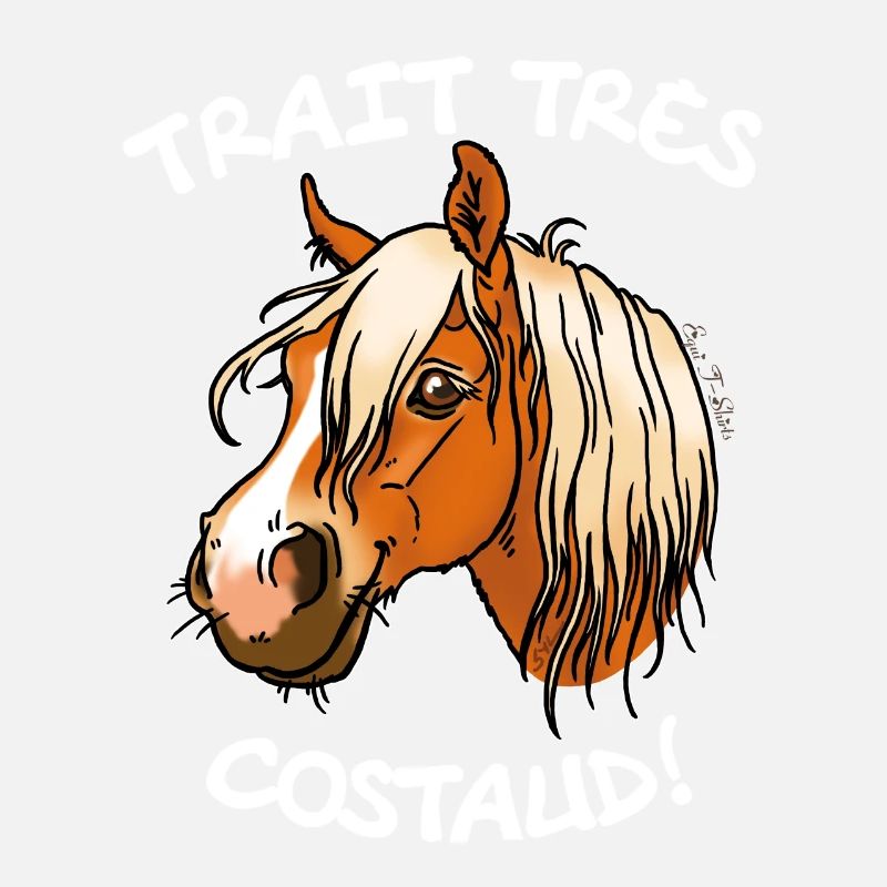 Cheval de trait comtois (texte blanc)