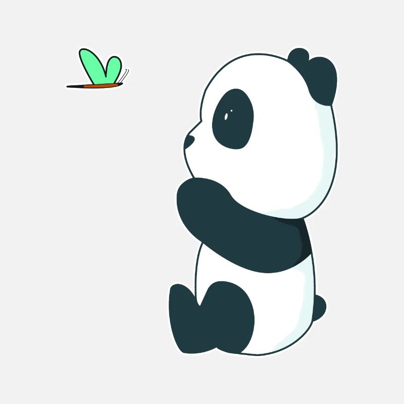 Doux bébé panda avec un papillon