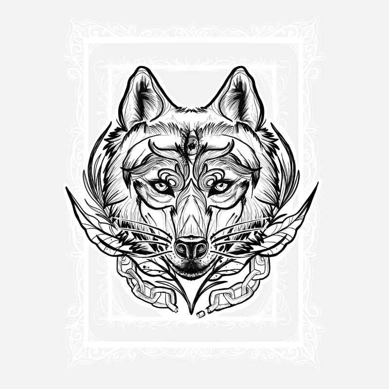 Mystischer Wolf mit Rahmen