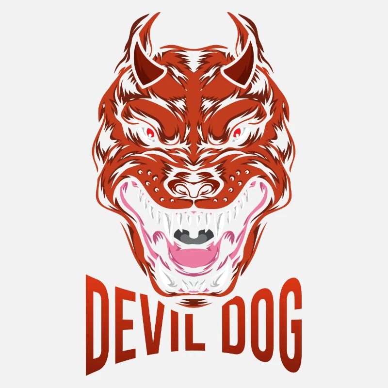 Devil dog with sharp teeth