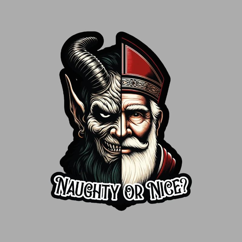 "Frecher oder netter Weihnachtsmann mit zwei Gesichtern VS Krampus