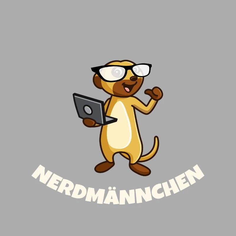 Nerd Erdmännchen mit Brille und Notebook Geschenk