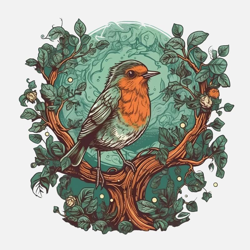 Robin chantant sur une branche