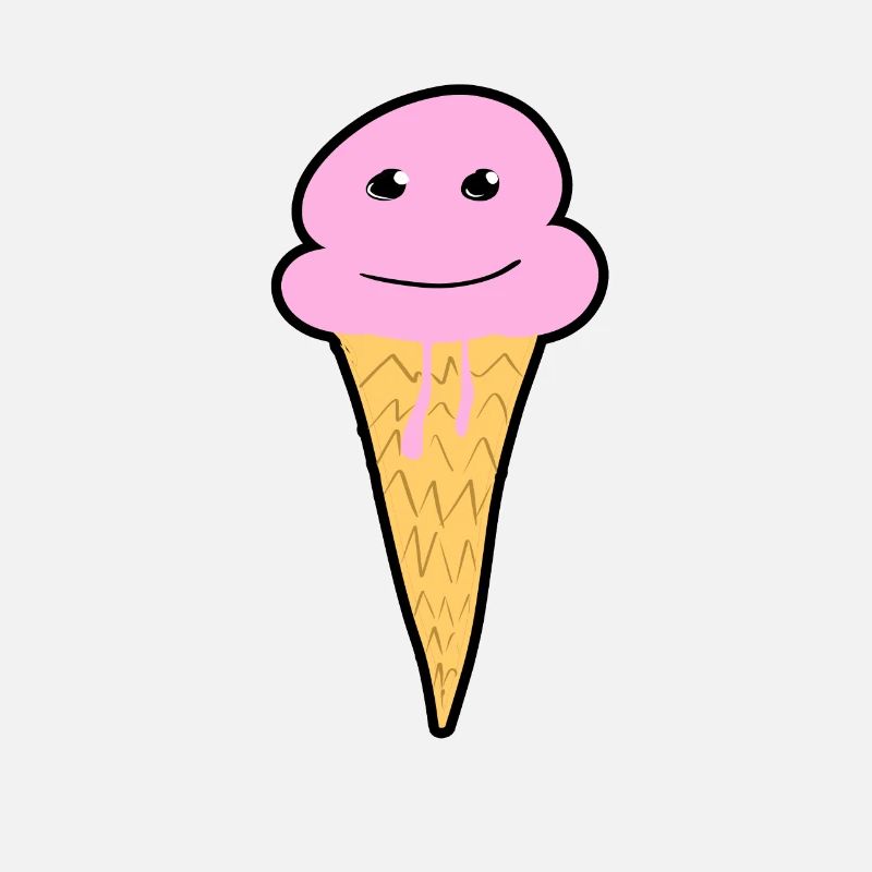 Souriant boule de crème glacée avec cône