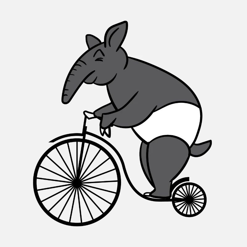 Tapir Riding Retro Bicycle Big Wheel Malayan Tapir