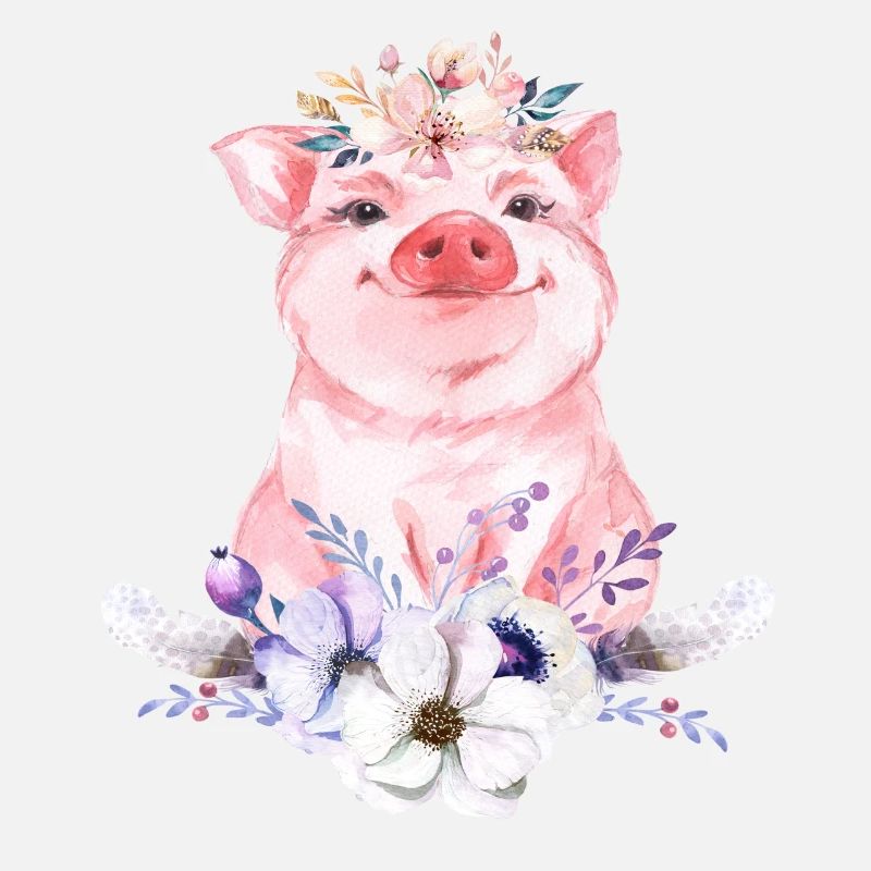 Schwein Schweinchen Boho Blumen Geschenk Geburt