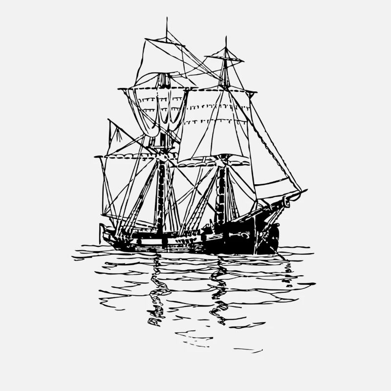Anchoring sailing ship