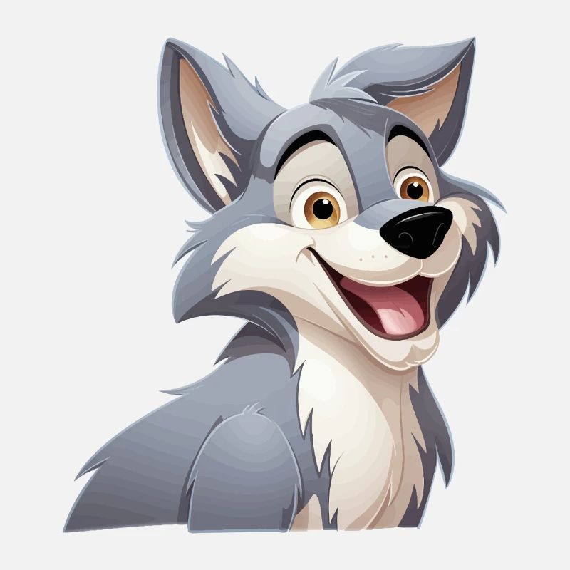 Wolf Laughs Cartoon Comic Wolf Head Wolves Cute