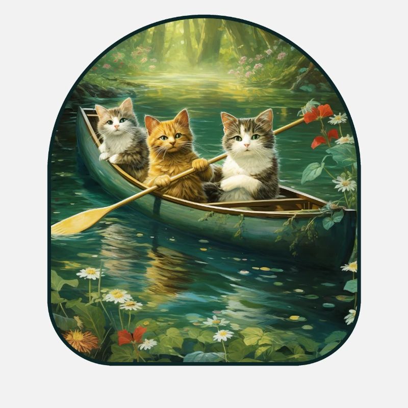 Balade en canoë chats pataugeant dans un champignon