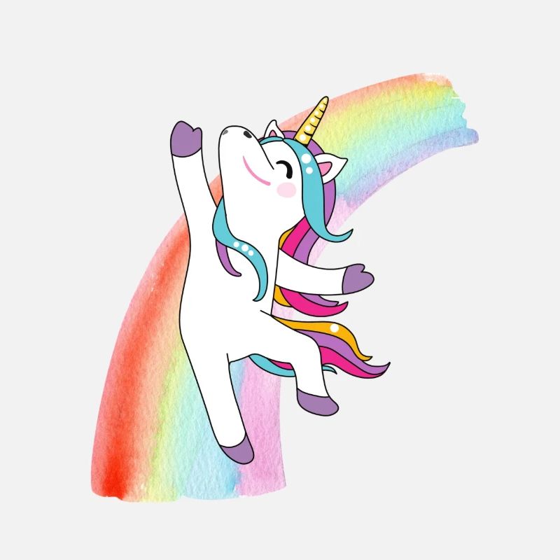 Buntes Einhorn vor Regenbogen