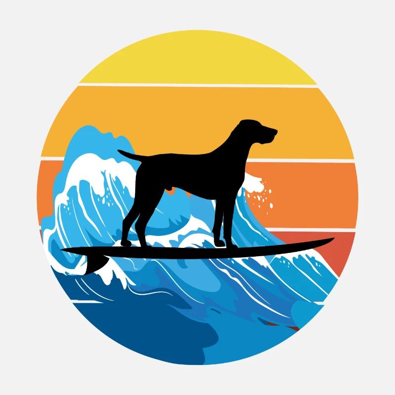 German Shorthaired Pointer Dog Surfing Sea Waves