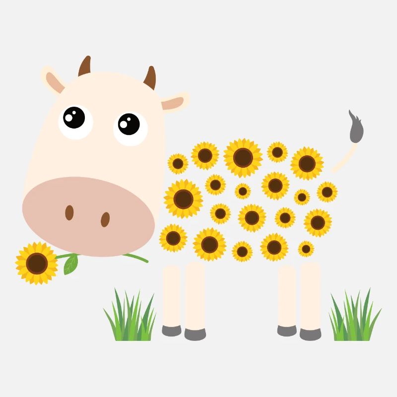 Kuh mit Sonnenblumen statt Fell