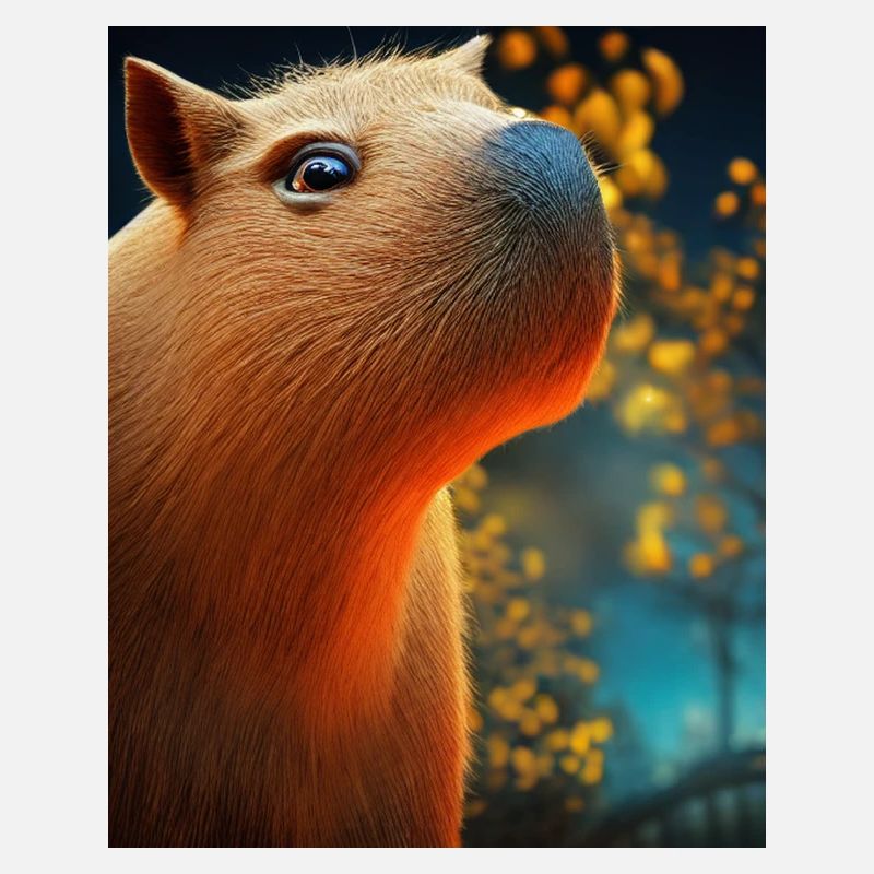 Cool Comic Portrait of Capybara at night