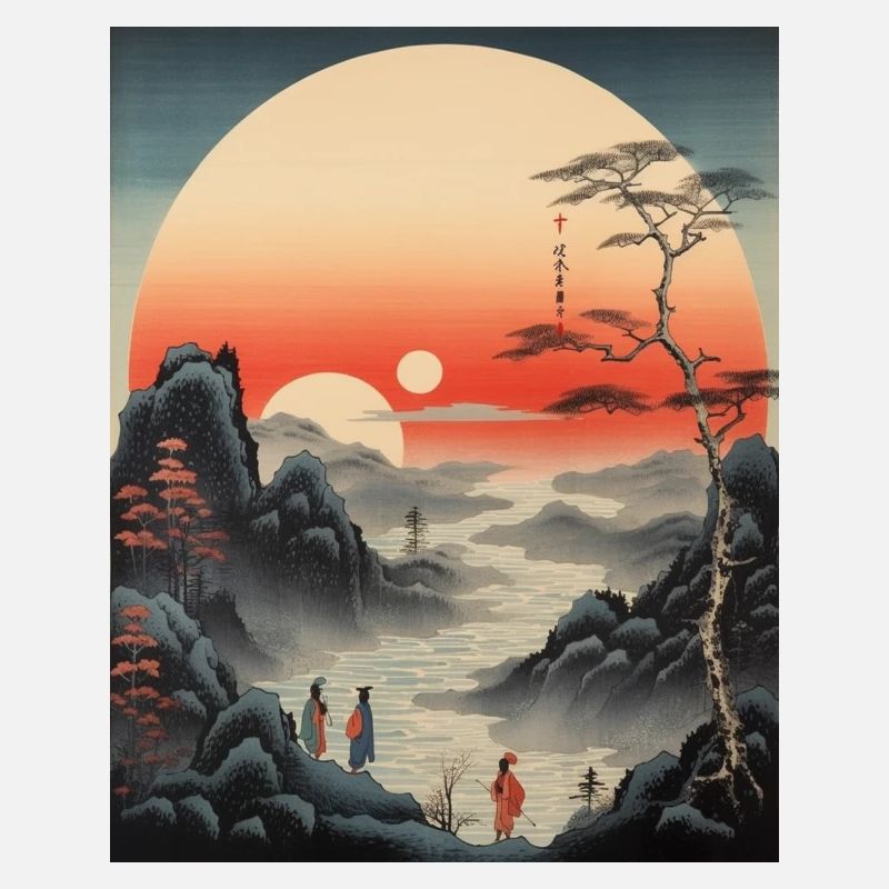Coucher de soleil Ukiyo-e