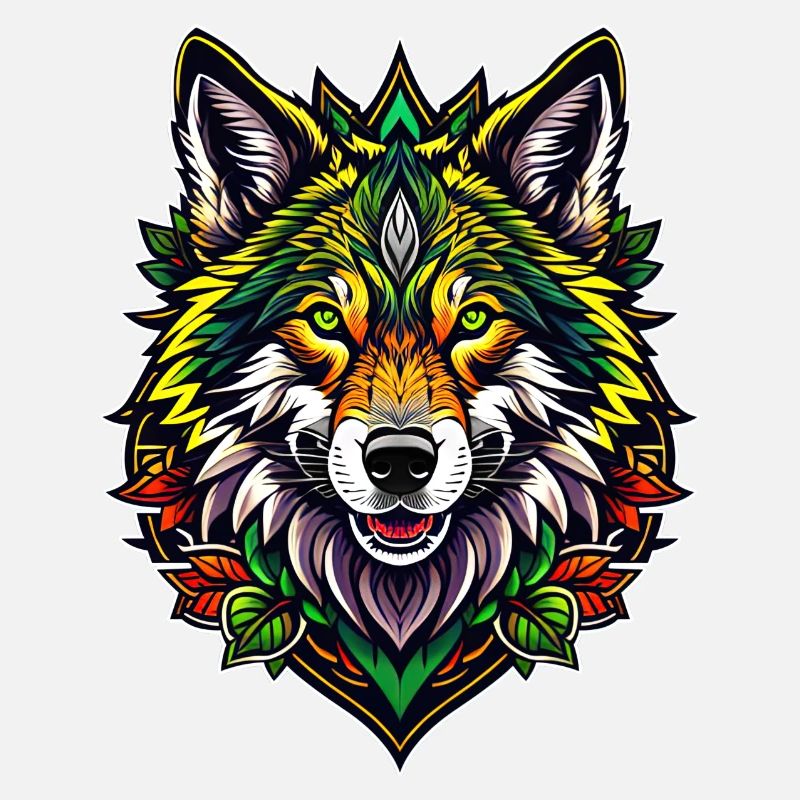 Farbenfrohe Wolfsillustration