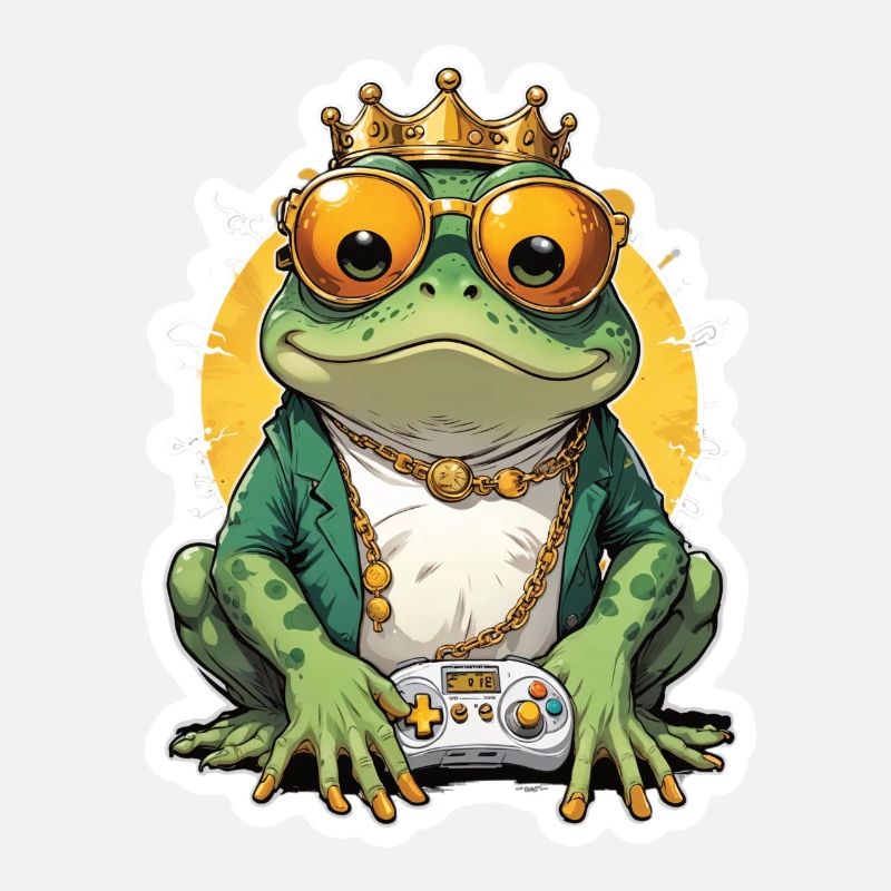 Retro Gamer Frosch mit Controller Konsolenspiele