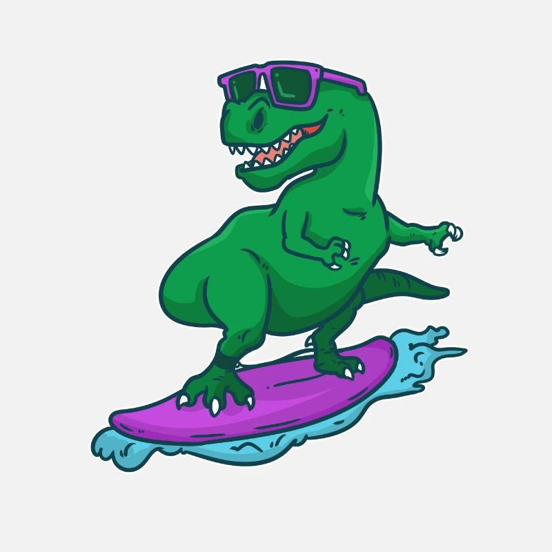 Surfer Dino T-Rex auf Surfbrett Surfer Geschenk