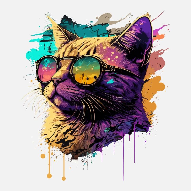 Katze mit Neon-Sonnenbrille