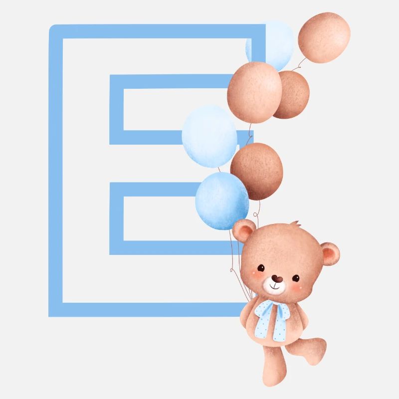 Lettre e bleue ours