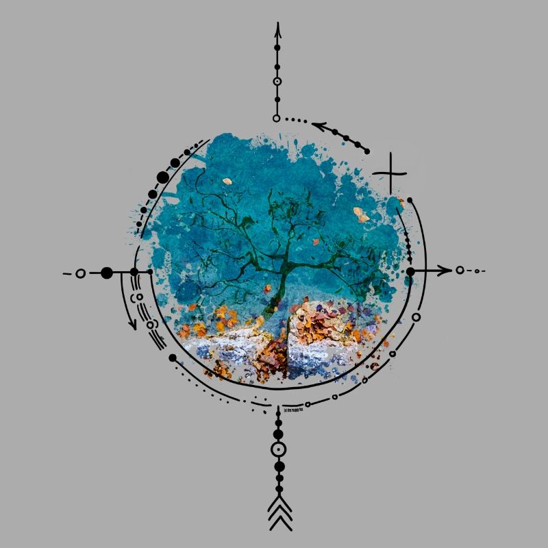 Compass with tree reflection - watercolor version