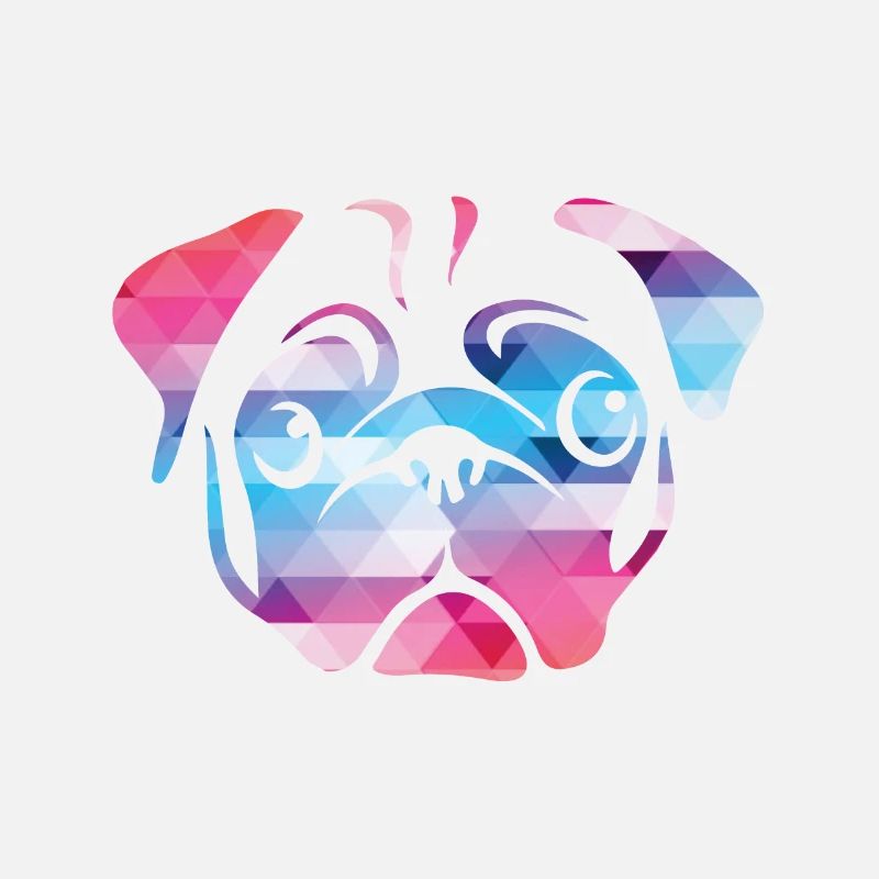 Pug Design T-Shirt Geometric Colored Moped Head