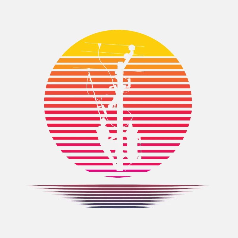 Silhouette de monteur de lignes rétro