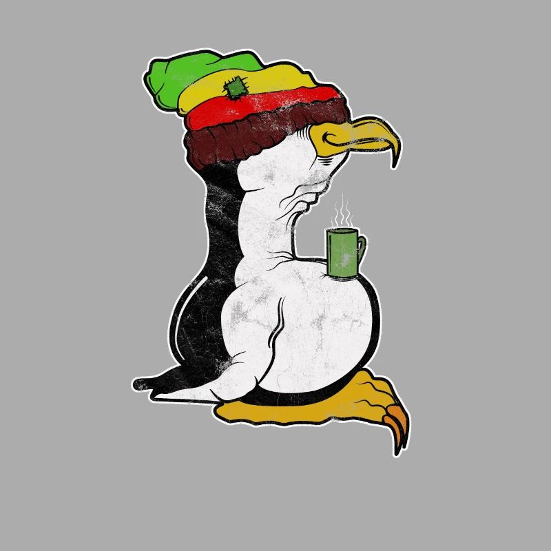 Tux Linux Penguin Coffee Break Computer Nerd Retro