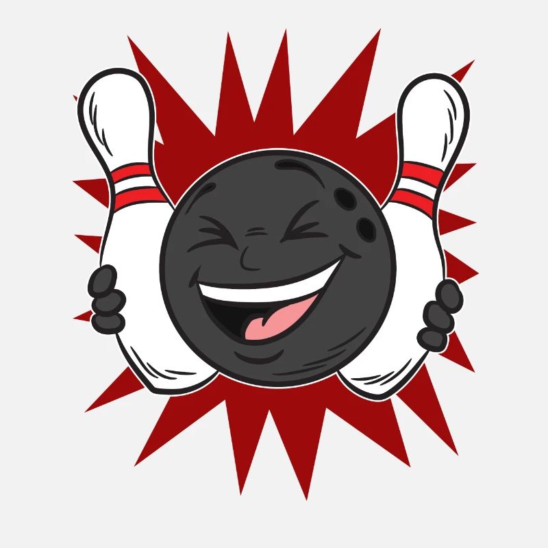 Boule de BOWLING riant avec épingles Kegel Team
