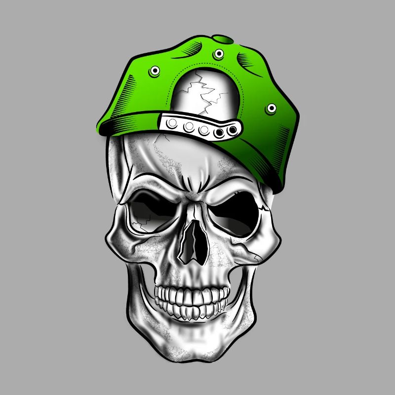 Totenkopf oder Schädel, Skull mit Baseballkappe
