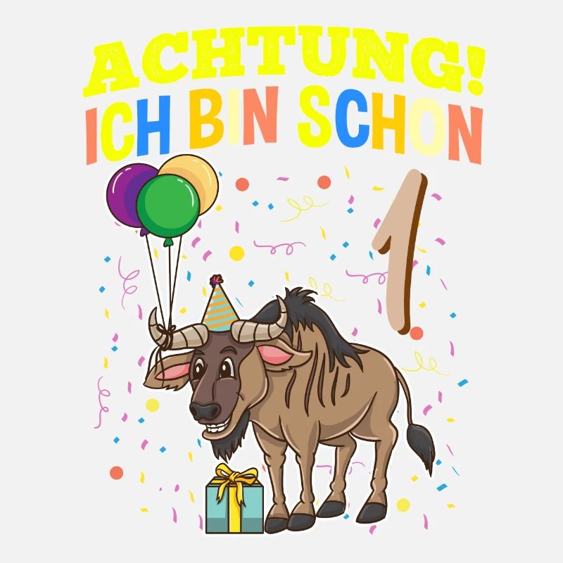 Achtung Ich Bin Schon 1 Tier Geburtstag Gnu