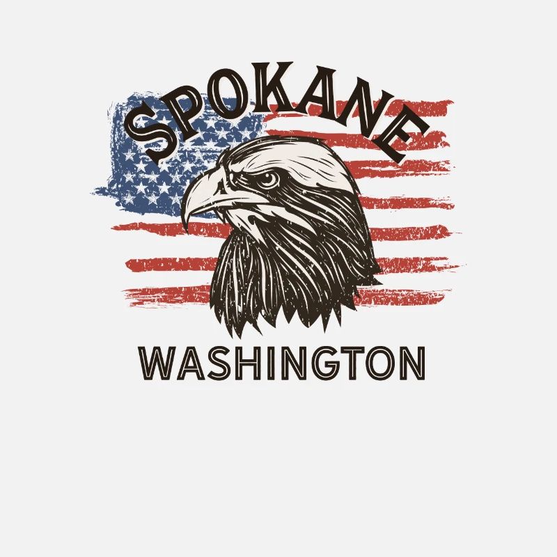 Drapeau des États-Unis Eagle Washington Vintage Spokane