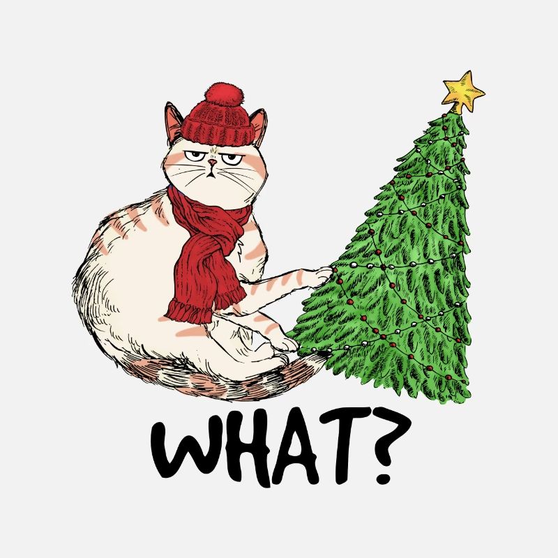 Freche Katze mit Weihnachtsbaum und Mützekinderkit